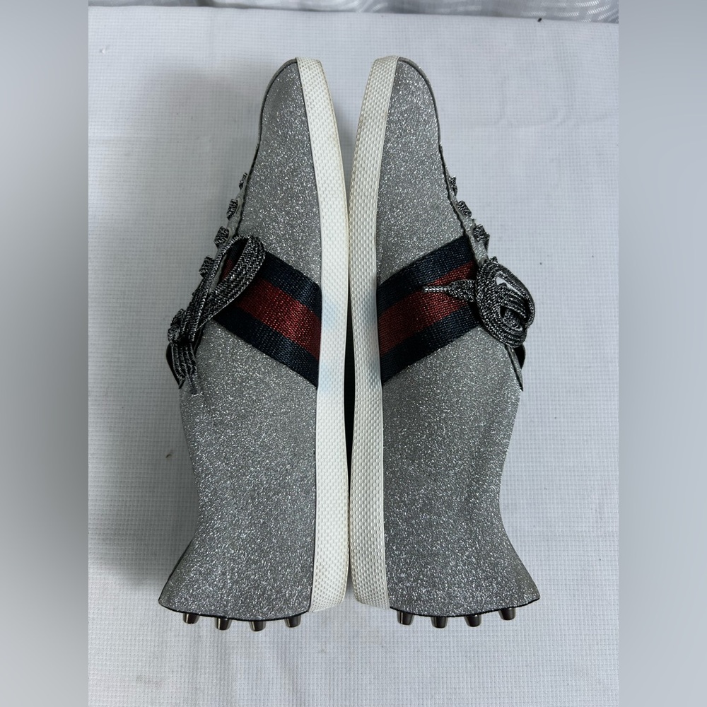 Gucci Glitter Ace Sneakers w/ Web Stripe & Stud Detail – Size 9 – full inclusion - Picture 6 of 13